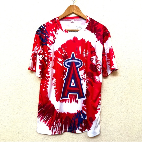 MLB Angels Tie Dye Print Shirt & Plastic Tote Bag Bundle NWOT H-28 - Picture 2 of 12